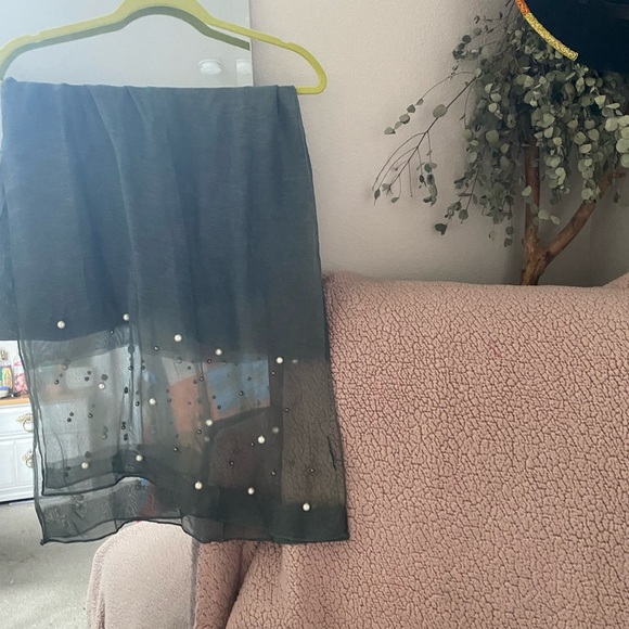 Sheer Scarf with Pearls - Picture 2 of 4